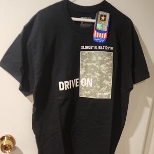 MEN'S US ARMY DRIVE ON BLACK T-SHIRT. HARD TO FIND DESIGN.